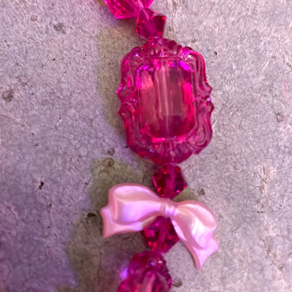 Tarina Tarantino pink Swarovski rhinestone Valentines Day heart necklace XL - Picture 5 of 17